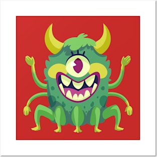 Green Monster Illustration Posters and Art